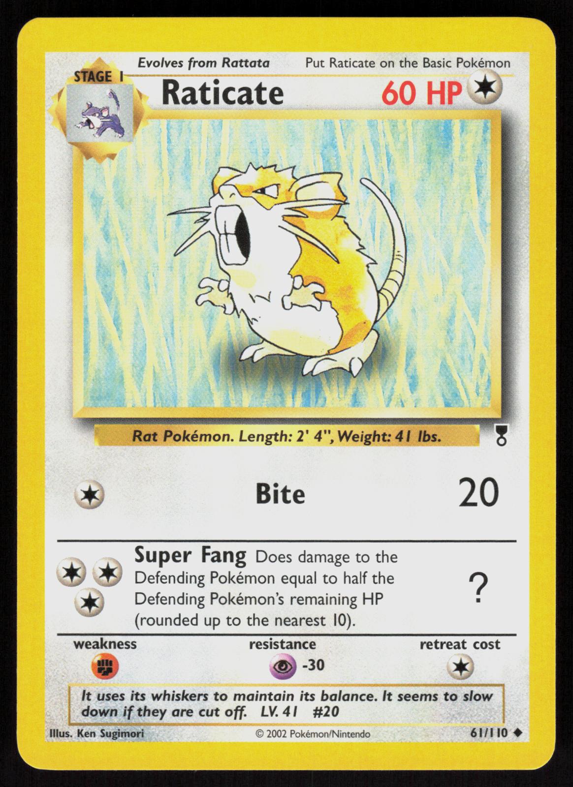 Pokemon Raticate 61/110 Legendary Collection Uncommon Near Mint