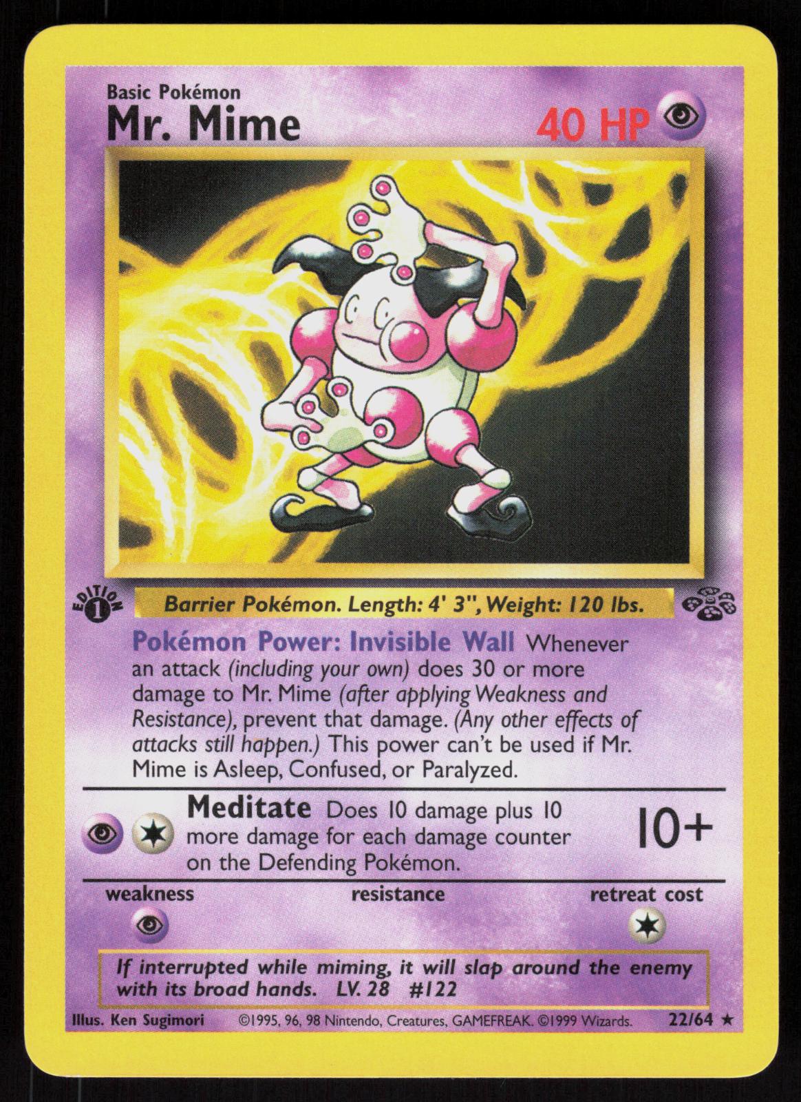 Pokemon Mr. Mime 22/64 Jungle Rare 1st Edition Near Mint