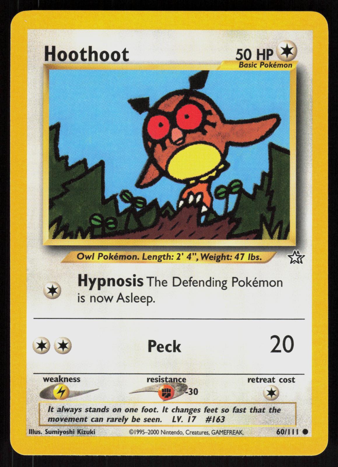 Pokemon Hoothoot 60/111 Neo Genesis Common Near Mint