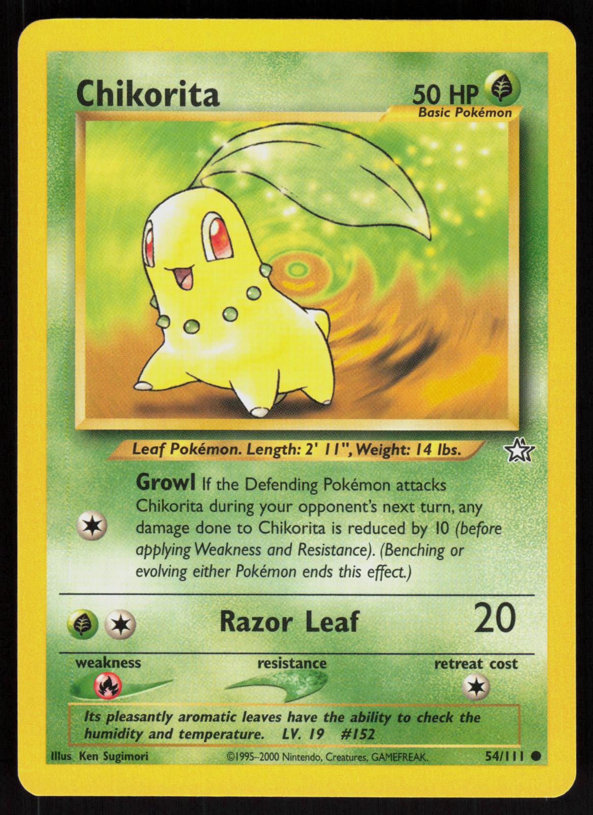 Pokemon Chikorita 54/111 Neo Genesis Common Near Mint