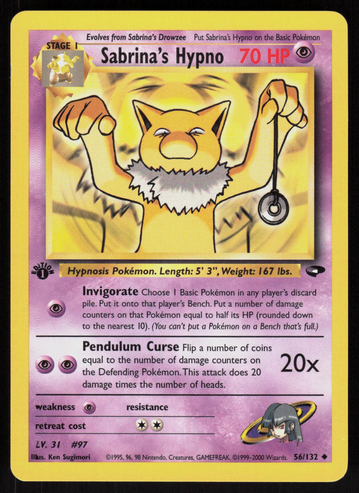 Pokemon Sabrina's Hypno 56/132 Gym Challenge Uncommon 1st Edition Near Mint