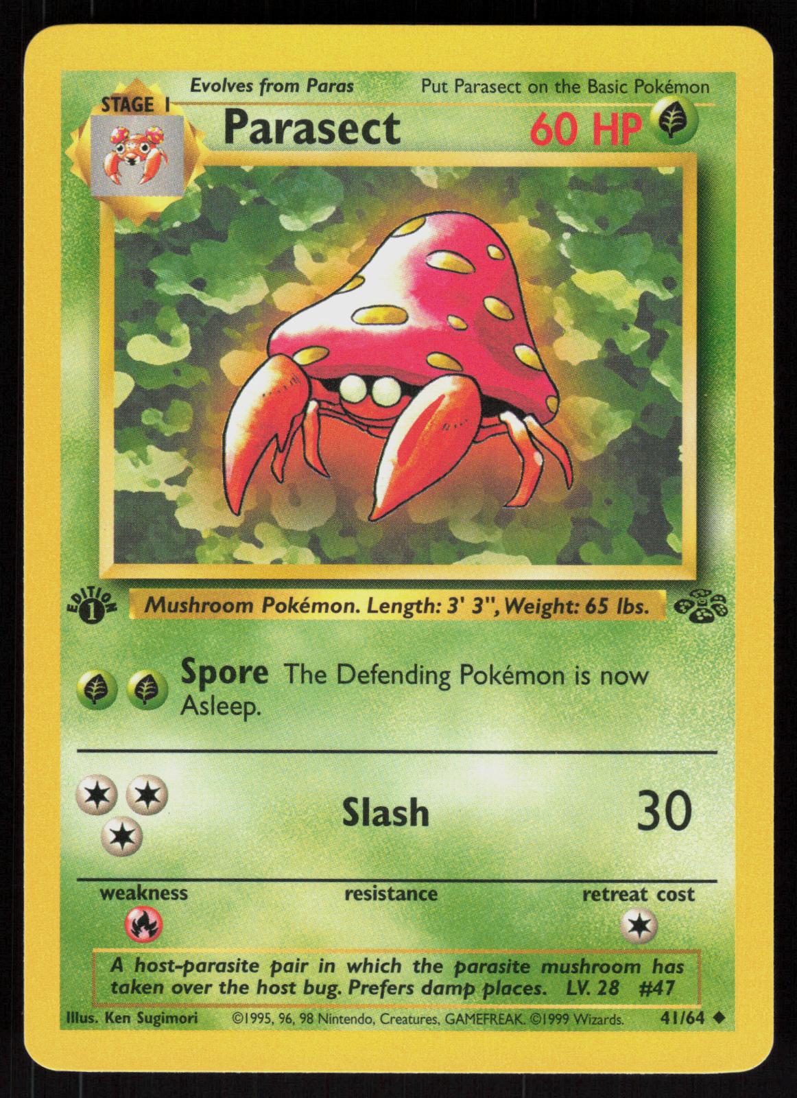 Pokemon Parasect 41/64 Jungle Uncommon 1st Edition Near Mint
