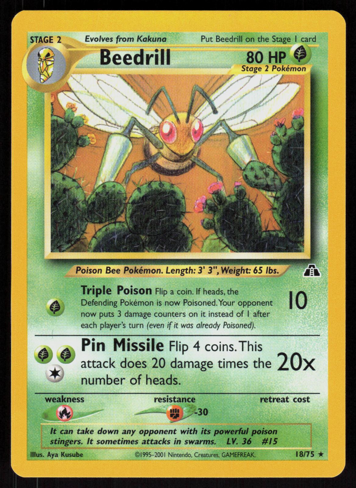 Pokemon Beedrill 18/75 Neo Discovery Rare Near Mint