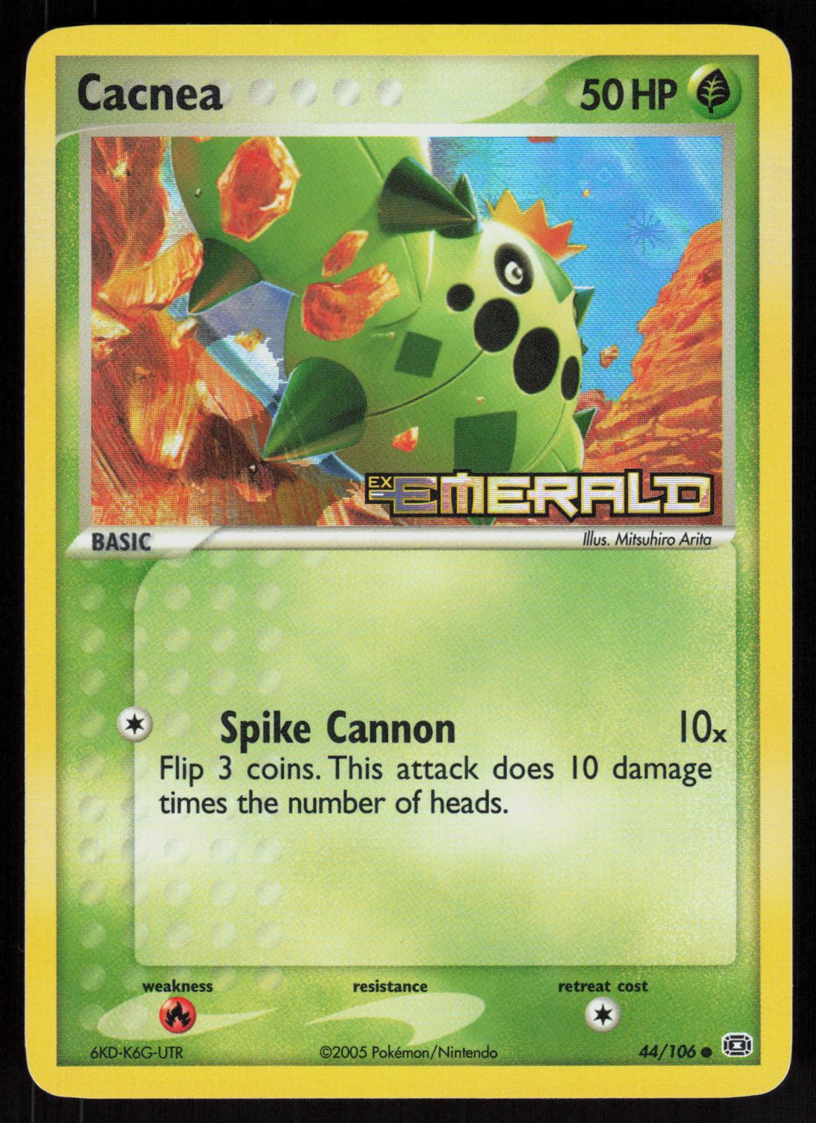 Pokemon Cacnea 44/106 Emerald Common Reverse Holo Near Mint