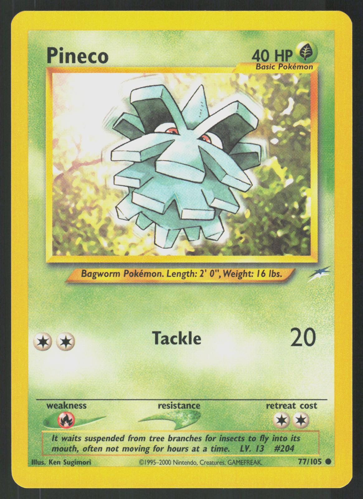 Pokemon Pineco 77/105 Neo Destiny Common Near Mint