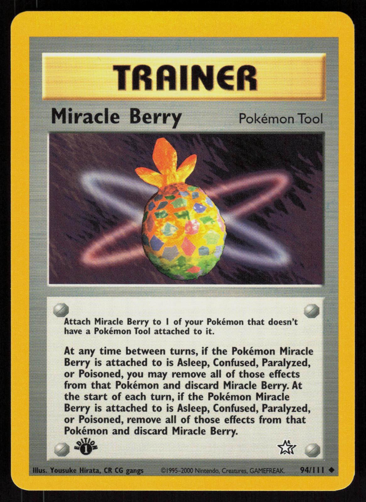 Pokemon Miracle Berry 94/111 Neo Genesis Uncommon 1st Edition Near Mint