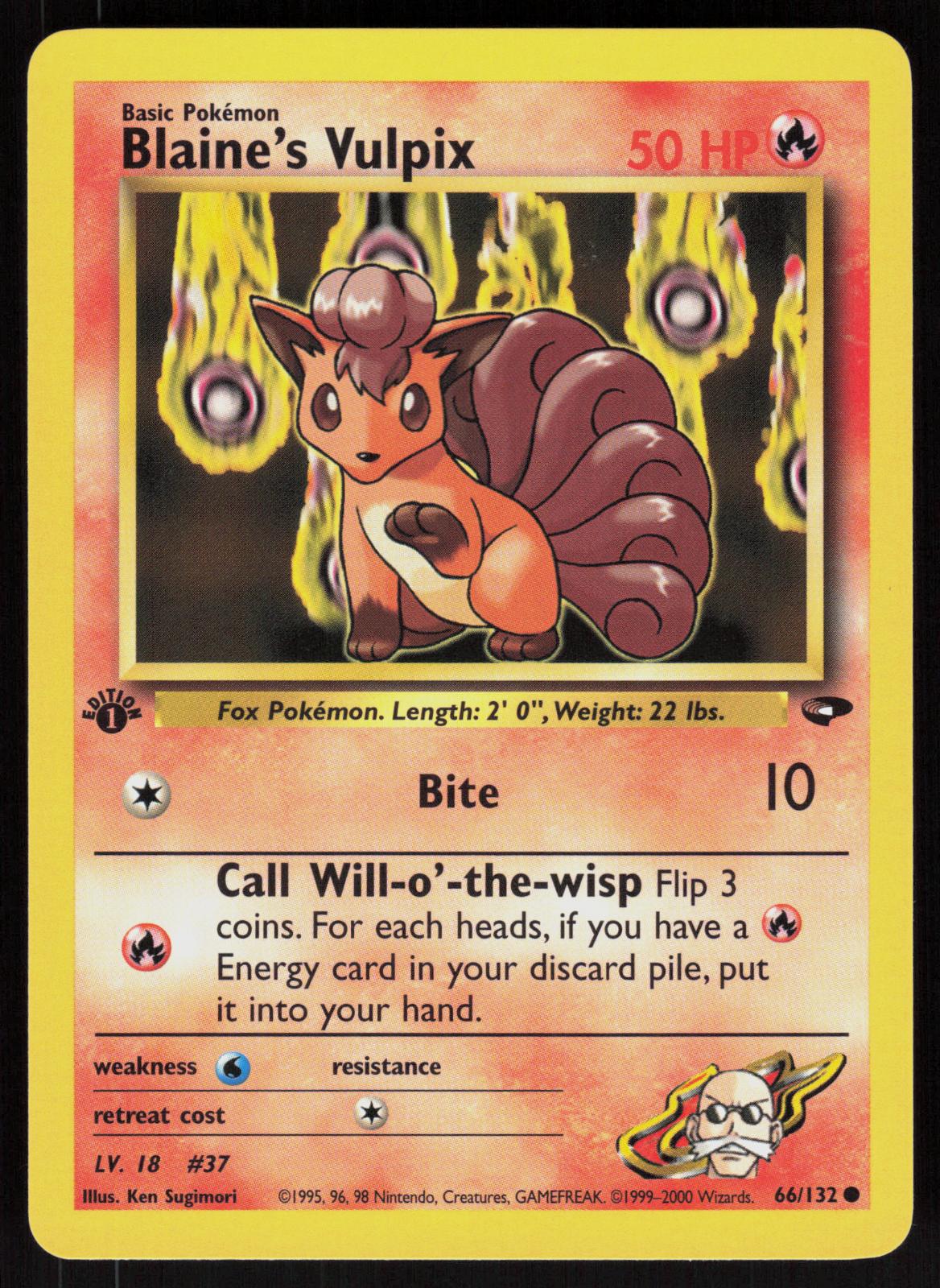 Pokemon Blaine's Vulpix 66/132 Gym Challenge Common 1st Edition Near Mint