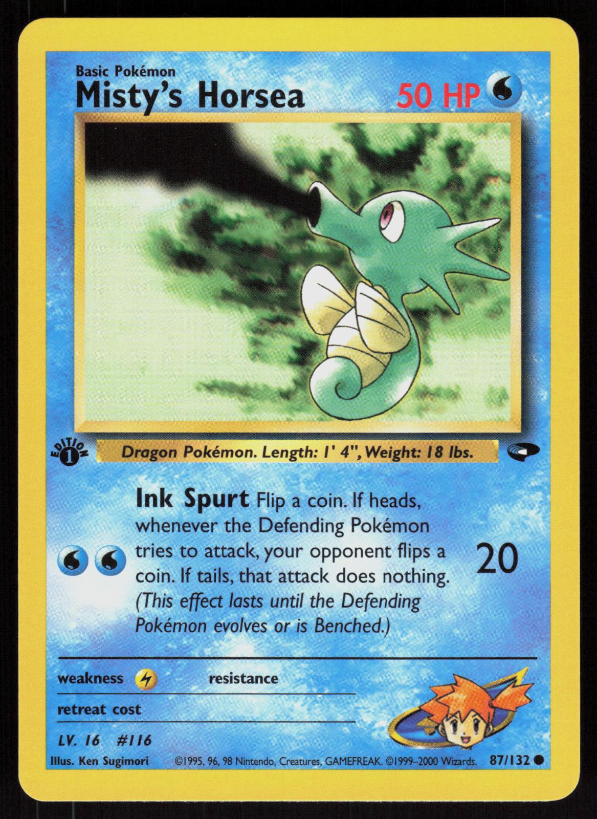 Pokemon Misty's Horsea 87/132 Gym Challenge Common 1st Edition Near Mint