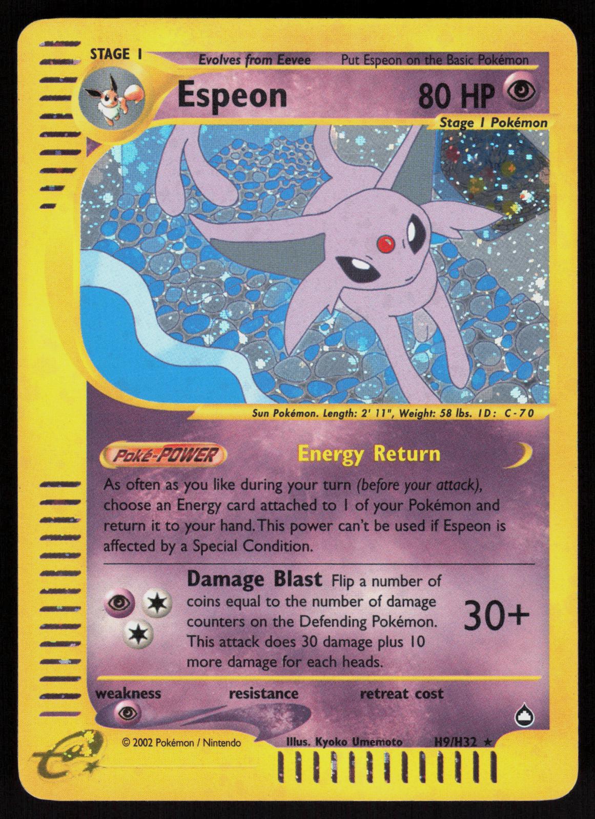 Pokemon Espeon H9/H32 Aquapolis Holo Holo Rare Moderately Played