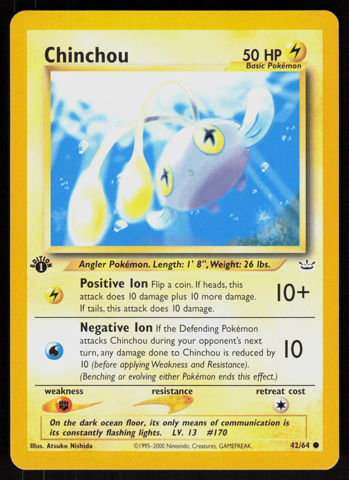 Pokemon Chinchou 42/64 Neo Revelation Common 1st Edition Near Mint