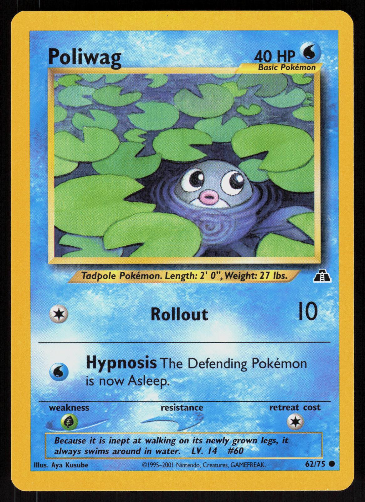 Pokemon Poliwag 62/75 Neo Discovery Common Near Mint