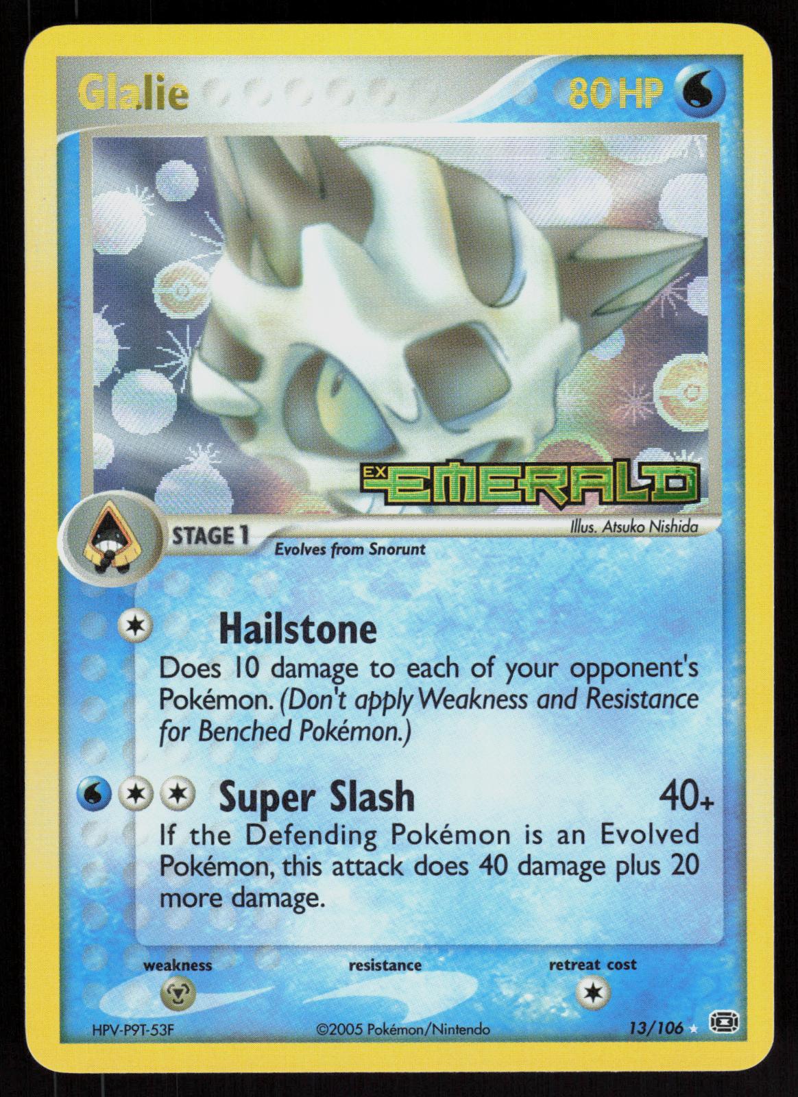 Pokemon Glalie 13/106 Emerald Rare Reverse Holo Near Mint