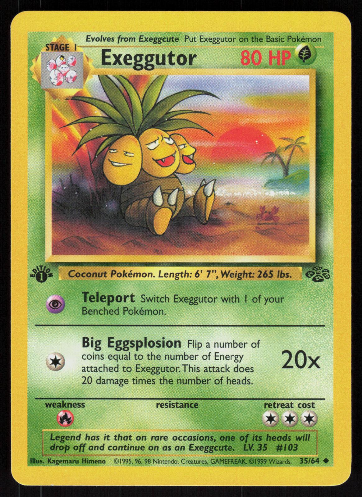 Pokemon Exeggutor 35/64 Jungle Uncommon 1st Edition Near Mint