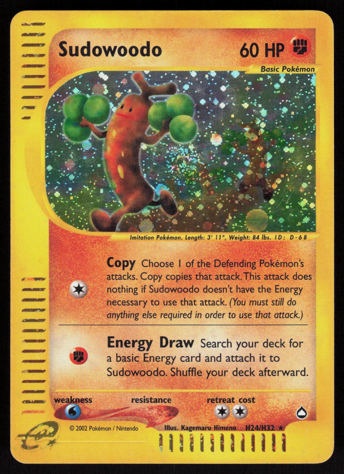 Pokemon Sudowoodo H24/H32 Aquapolis Holo Holo Rare Moderately Played