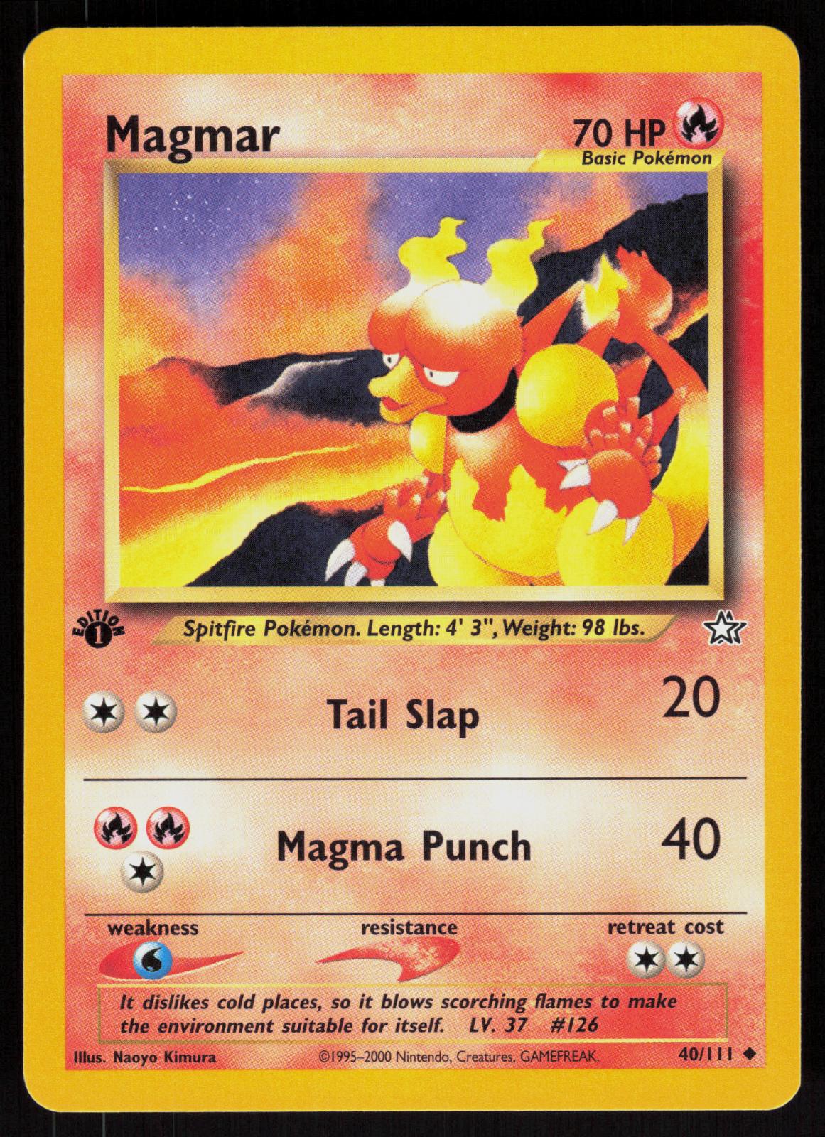 Pokemon Magmar 40/111 Neo Genesis Uncommon 1st Edition Near Mint