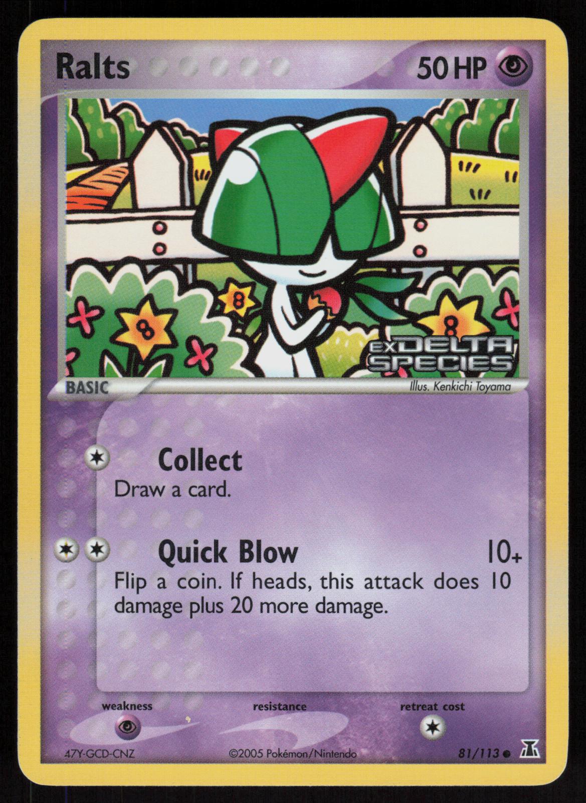 Pokemon Ralts 81/113 Delta Species Common Reverse Holo Near Mint