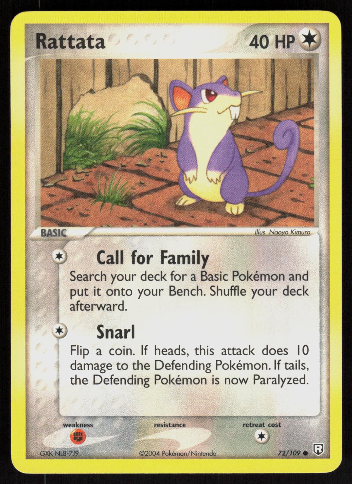 Pokemon Rattata 72/109 Team Rocket Returns Common Near Mint