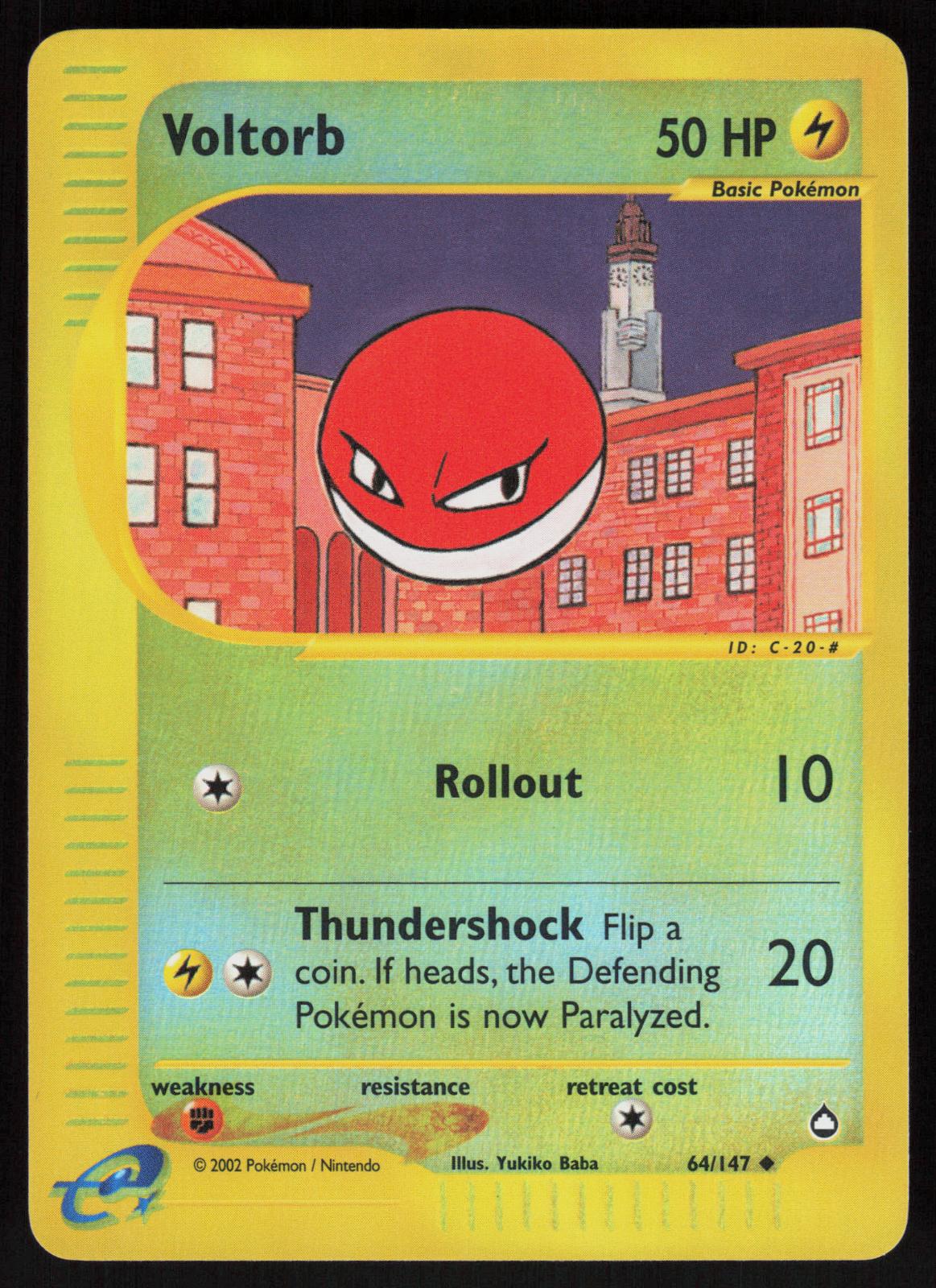 Pokemon Voltorb 64/167 Aquapolis Uncommon Reverse Holo Near Mint