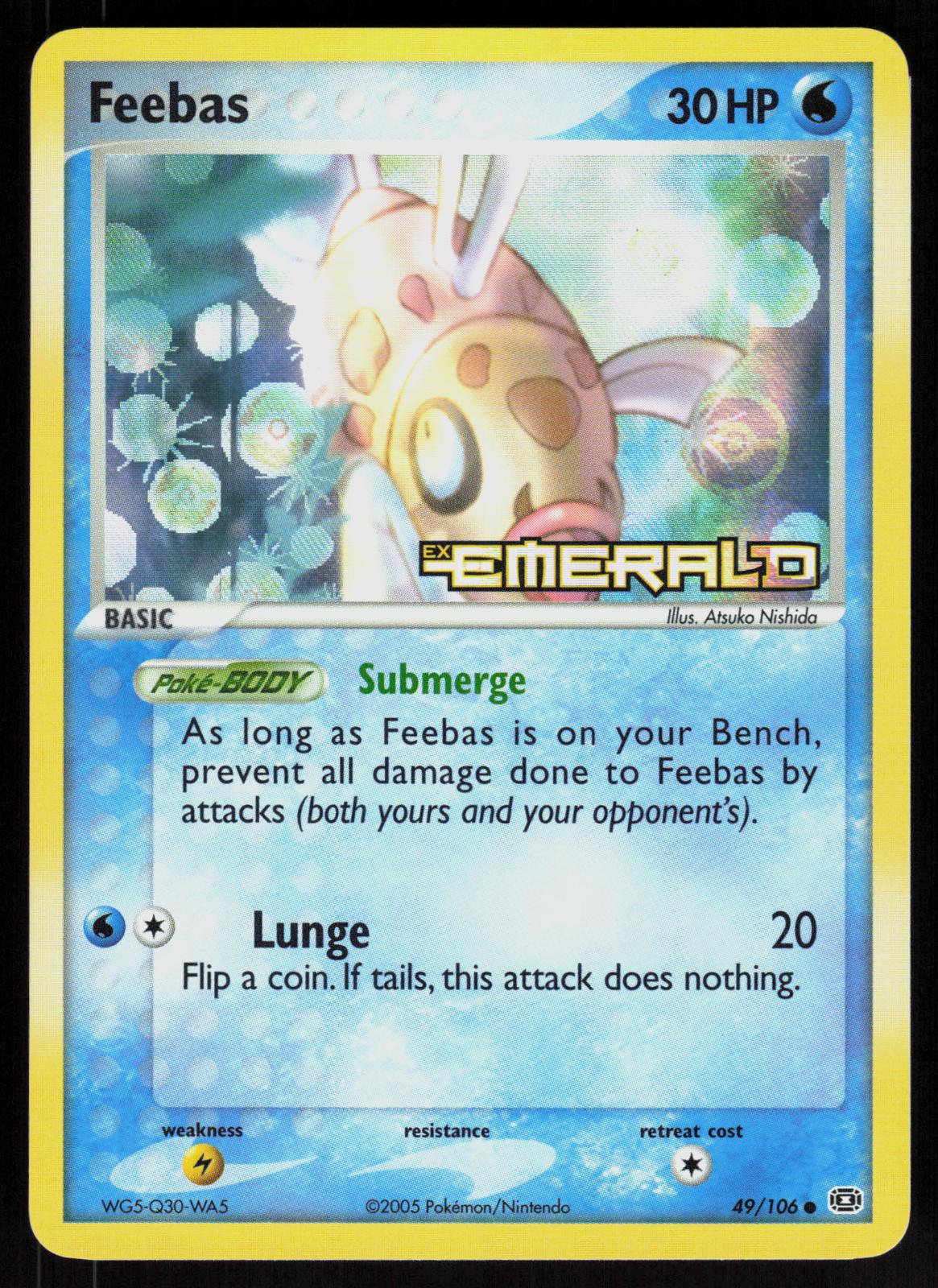 Pokemon Feebas 49/106 Emerald Common Reverse Holo Near Mint