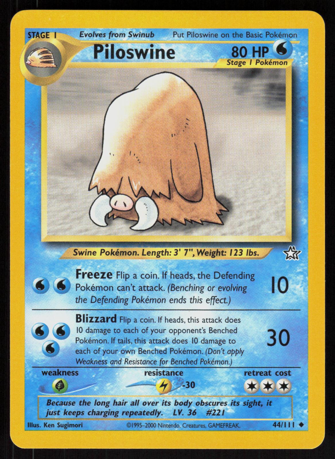 Pokemon Piloswine 44/111 Neo Genesis Uncommon Near Mint