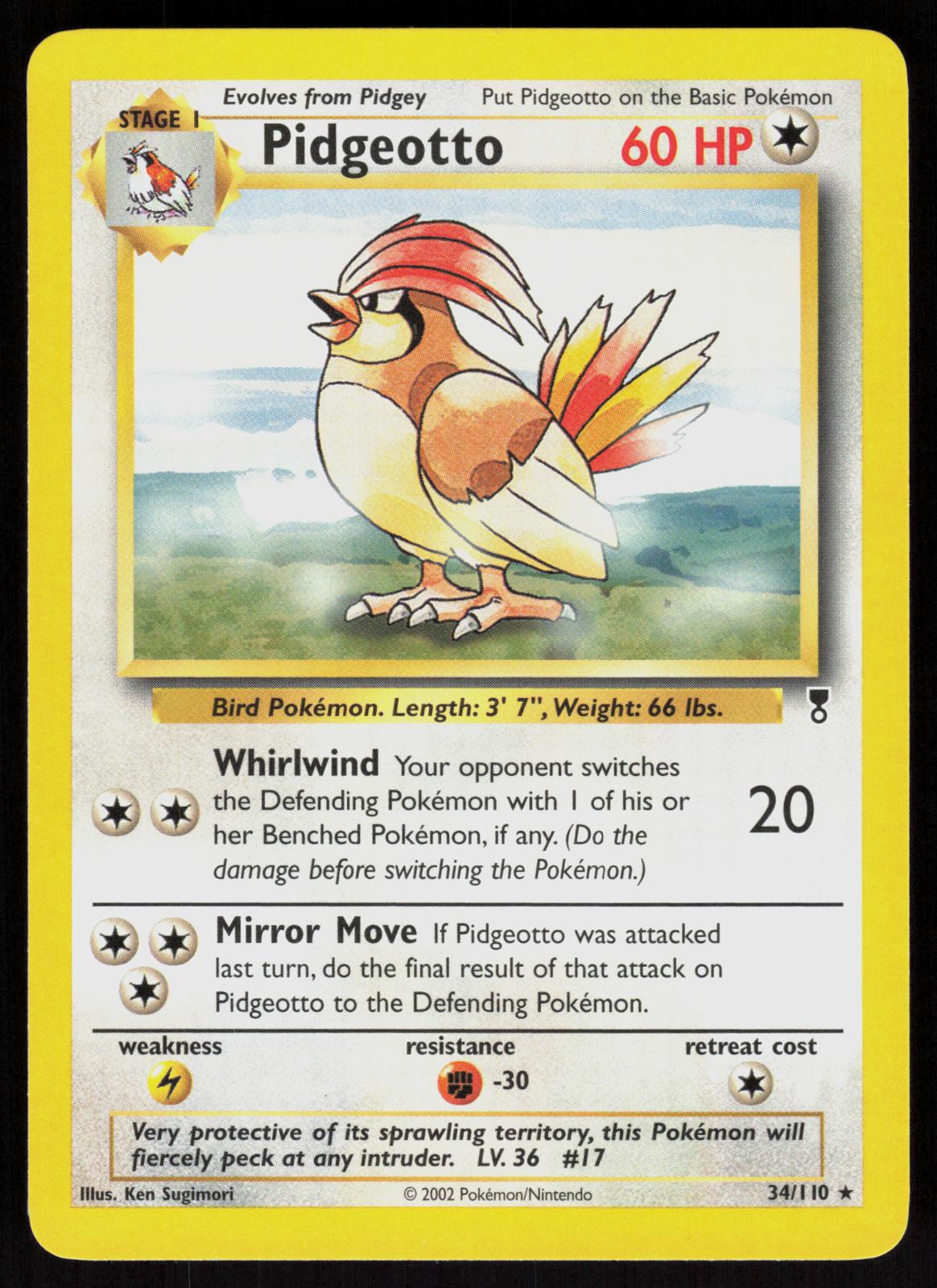 Pokemon Pidgeotto 34/110 Legendary Collection Rare Near Mint