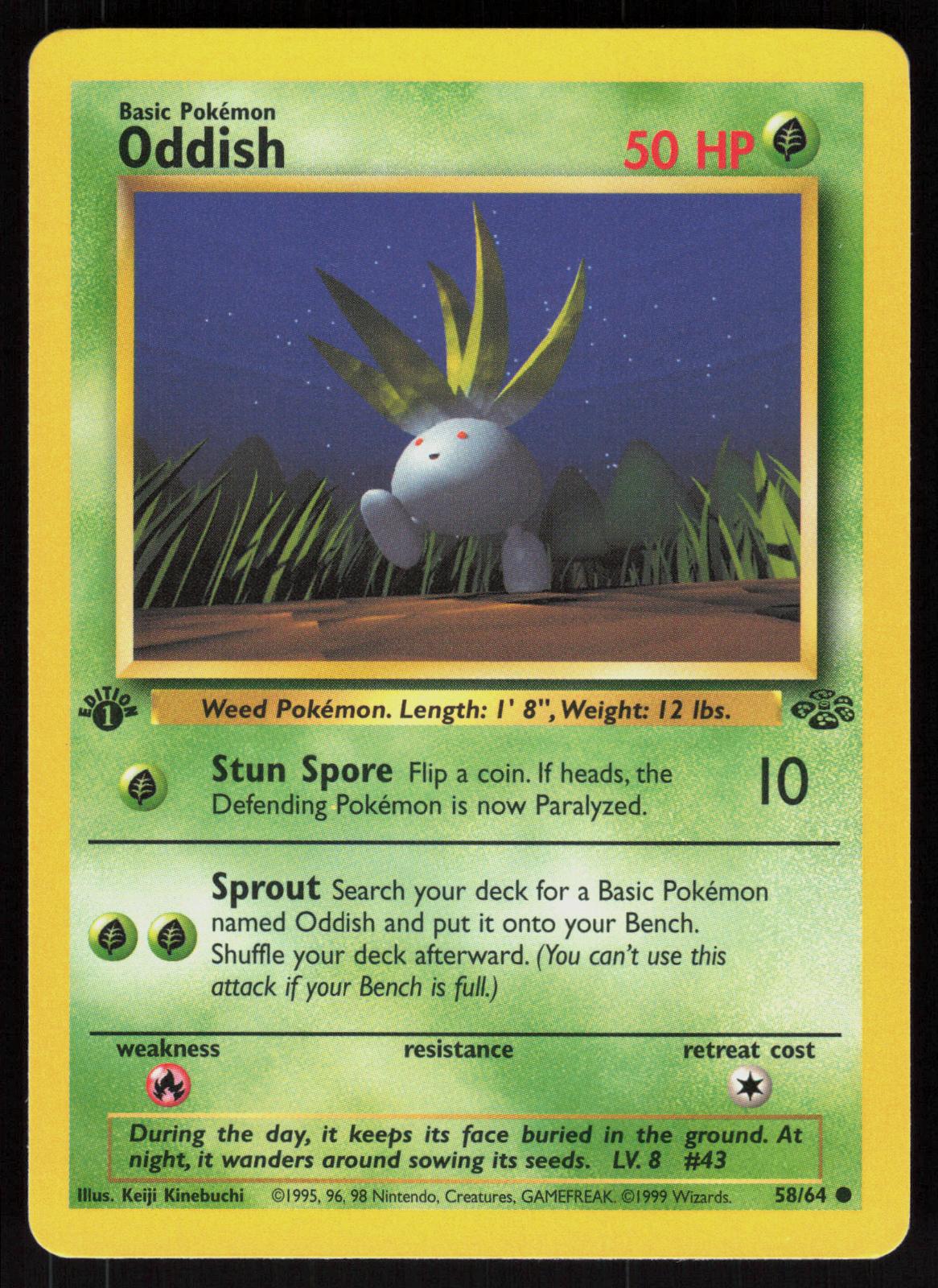 Pokemon Oddish 58/64 Jungle Common 1st Edition Near Mint