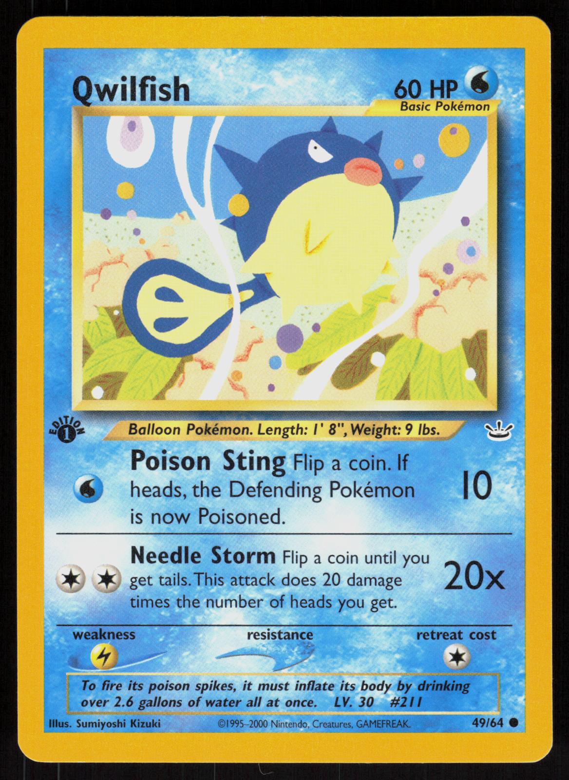 Pokemon Qwilfish 49/64 Neo Revelation Common 1st Edition Near Mint