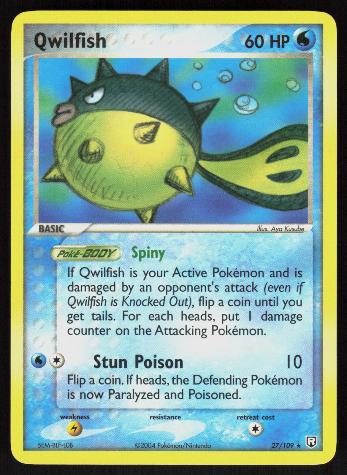 Pokemon Qwilfish 27/109 Team Rocket Returns Rare Near Mint