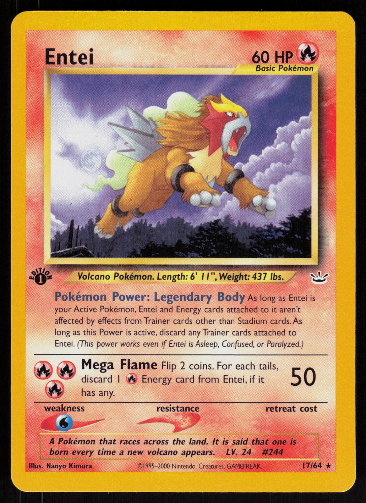 Pokemon Entei 17/64 Neo Revelation Rare 1st Edition Near Mint