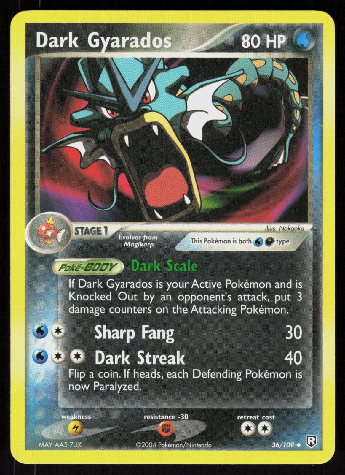 Pokemon Dark Gyarados 36/109 Team Rocket Returns Uncommon Near Mint