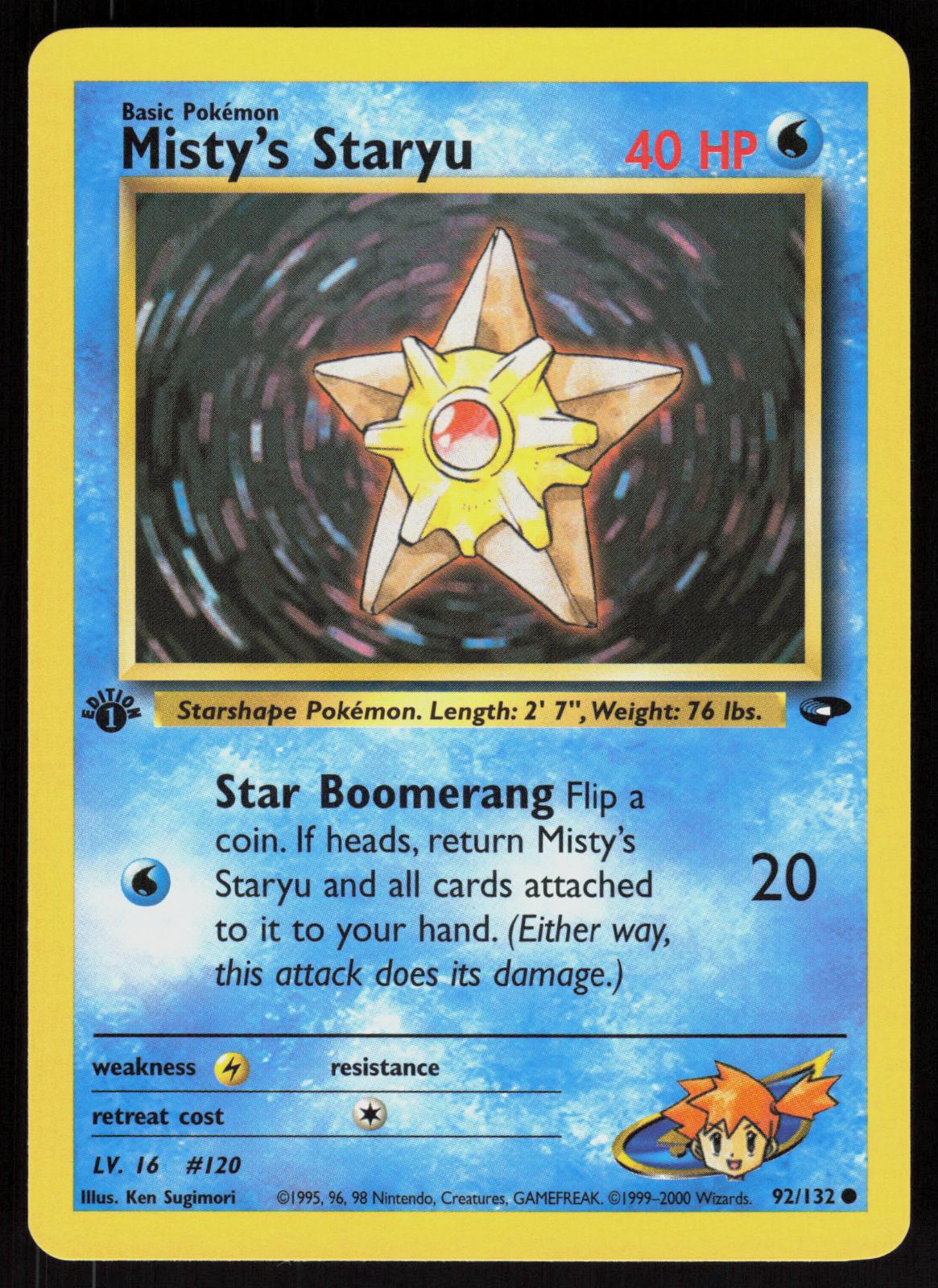 Pokemon Misty's Staryu 92/132 Gym Challenge Common 1st Edition Near Mint