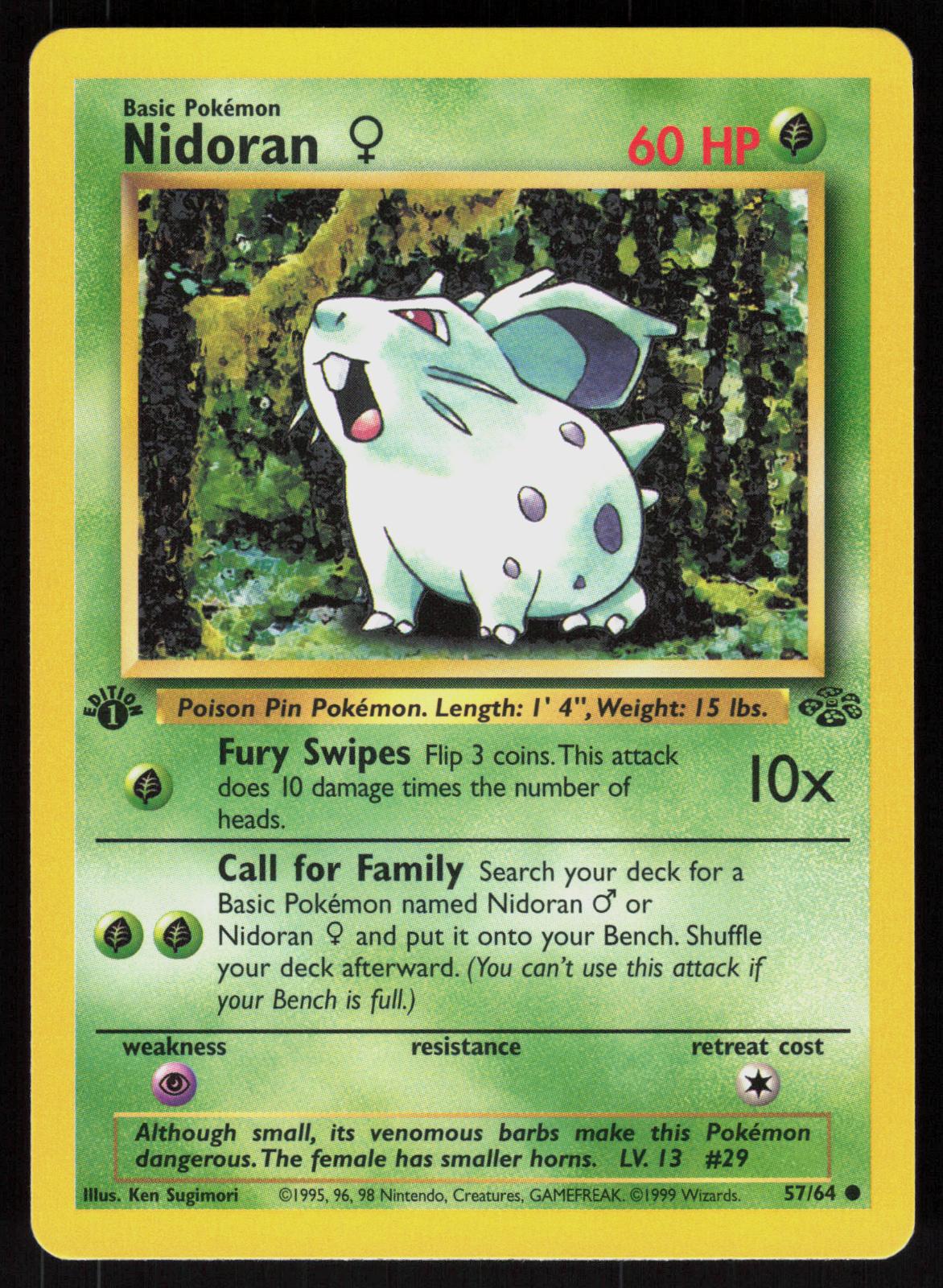 Pokemon Nidoran F 57/64 Jungle Common 1st Edition Near Mint