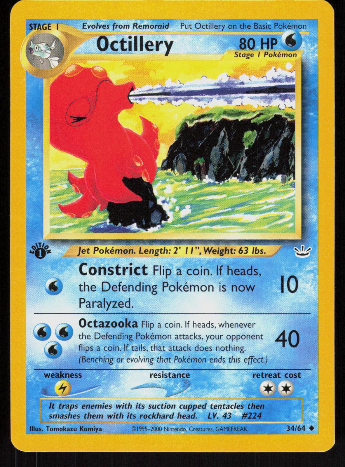 Pokemon Octillery 34/64 Neo Revelation Uncommon 1st Edition Near Mint