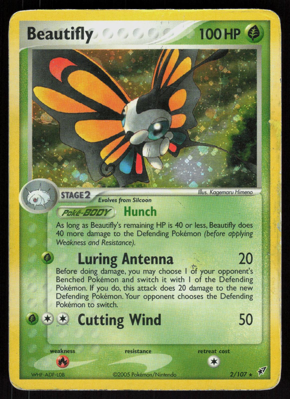Pokemon Beautifly 2/107 Deoxys Holo Rare Heavily Played