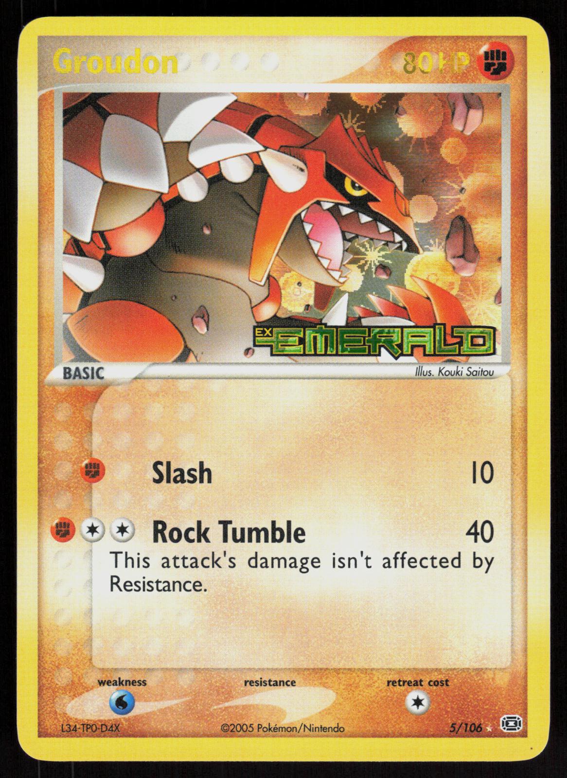 Pokemon Groudon 5/106 Emerald Holo Rare Reverse Holo Near Mint