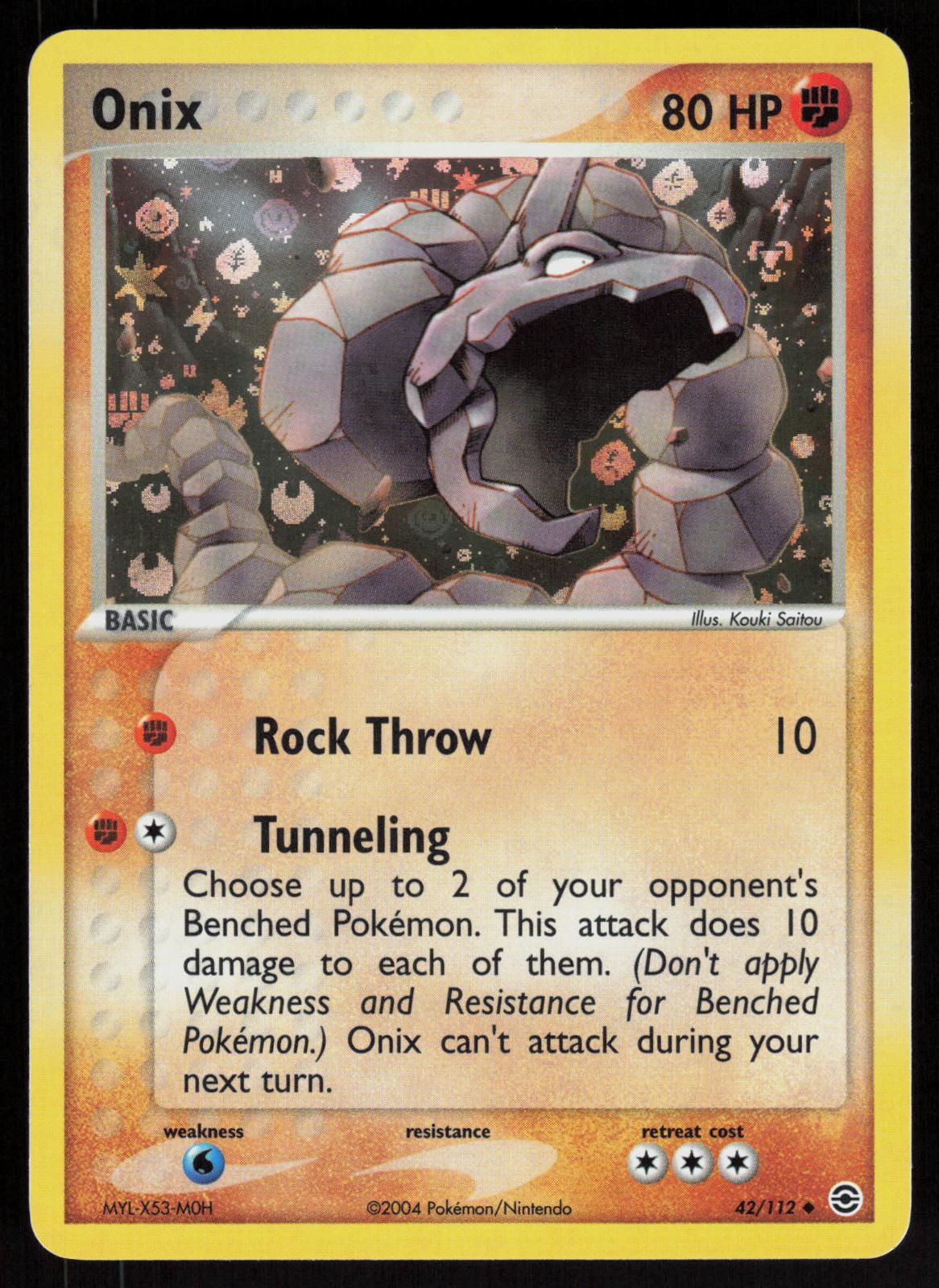 Pokemon Onix 42/112 FireRed & LeafGreen Uncommon Reverse Holo Near Mint