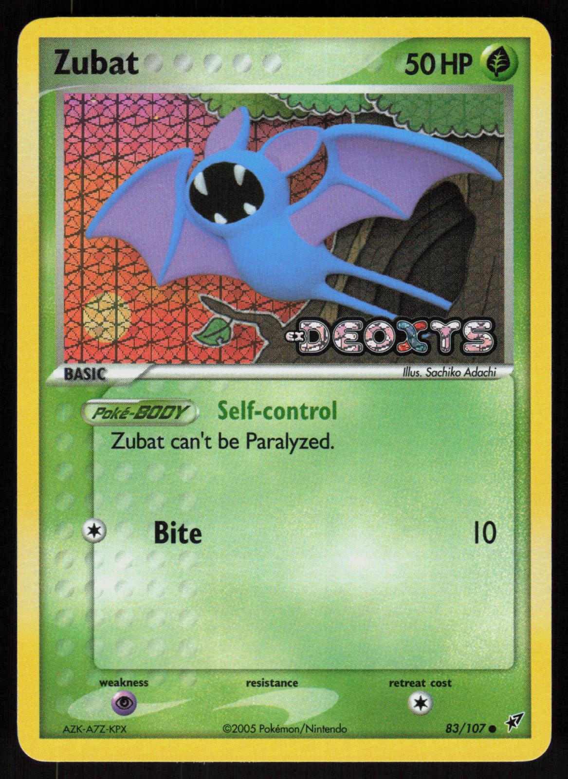 Pokemon Zubat 83/107 Deoxys Common Reverse Holo Near Mint