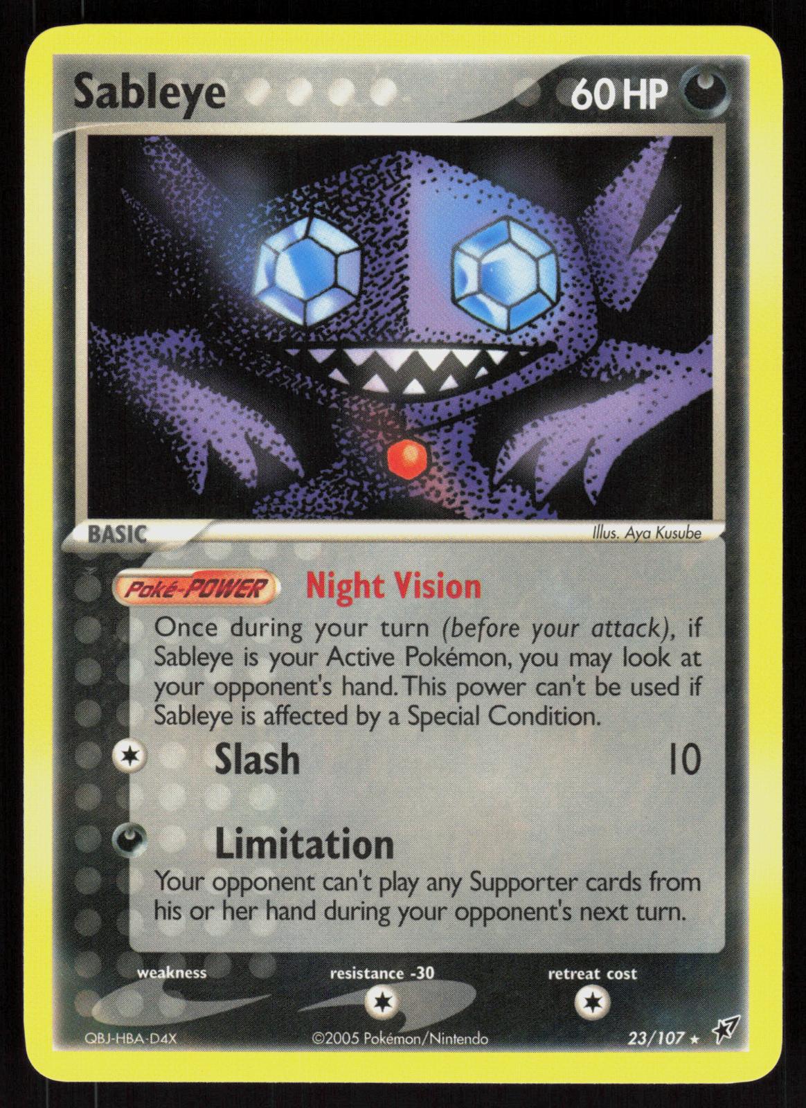 Pokemon Sableye 23/107 Deoxys Rare Near Mint