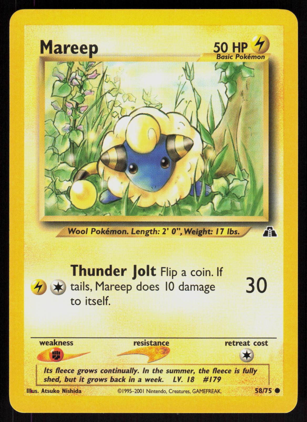Pokemon Mareep 58/75 Neo Discovery Common Near Mint