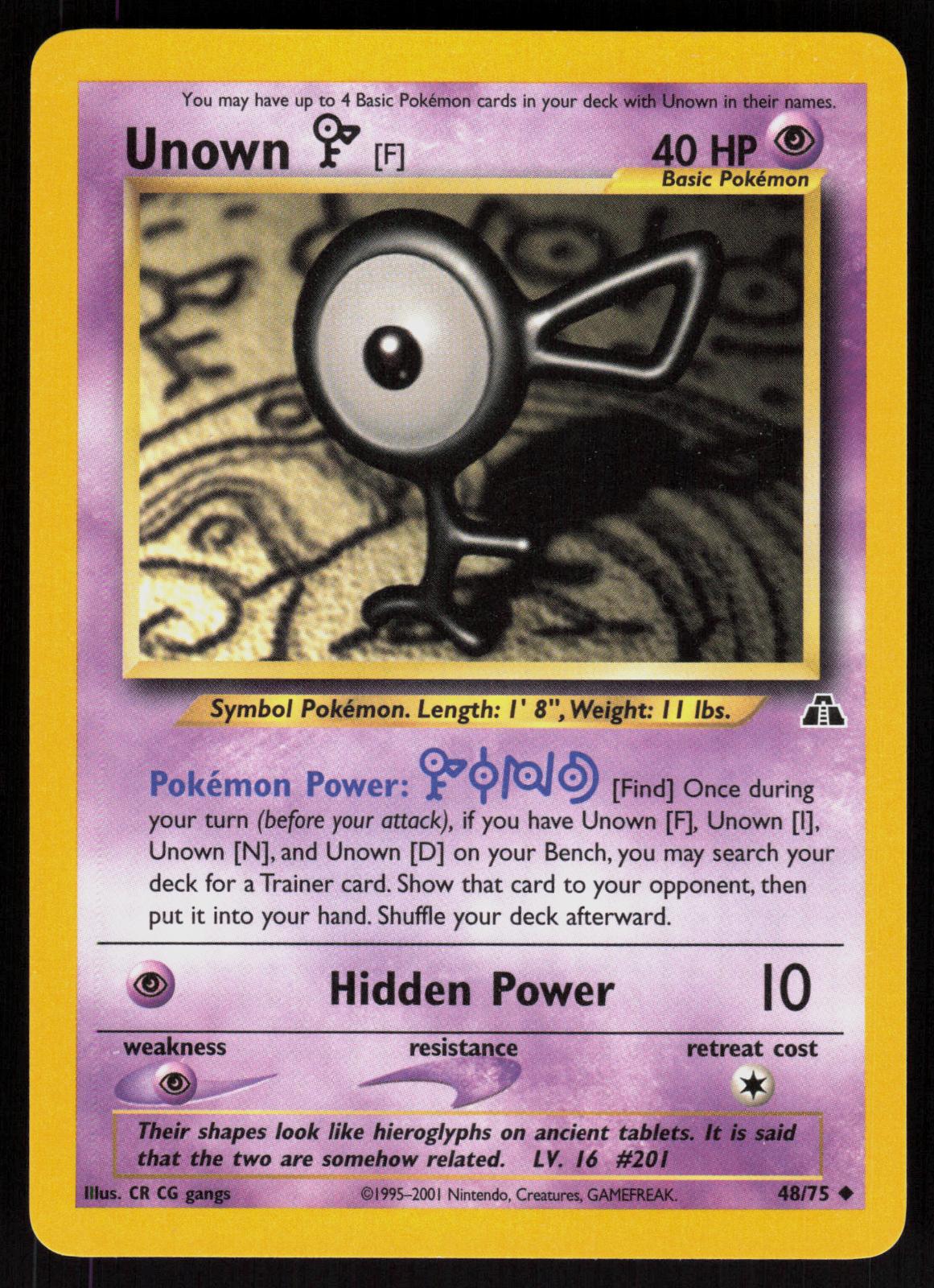 Pokemon Unown [F] 48/75 Neo Discovery Uncommon Near Mint