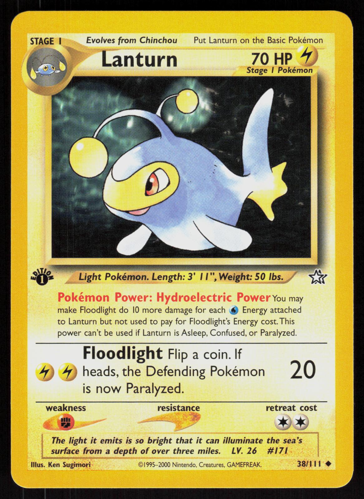 Pokemon Lanturn 38/111 Neo Genesis Uncommon 1st Edition Near Mint