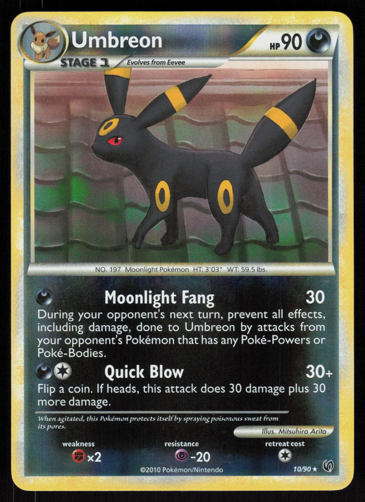 Pokemon Umbreon 10/90 HGSS Undaunted Holo Rare Reverse Holo Lightly Played