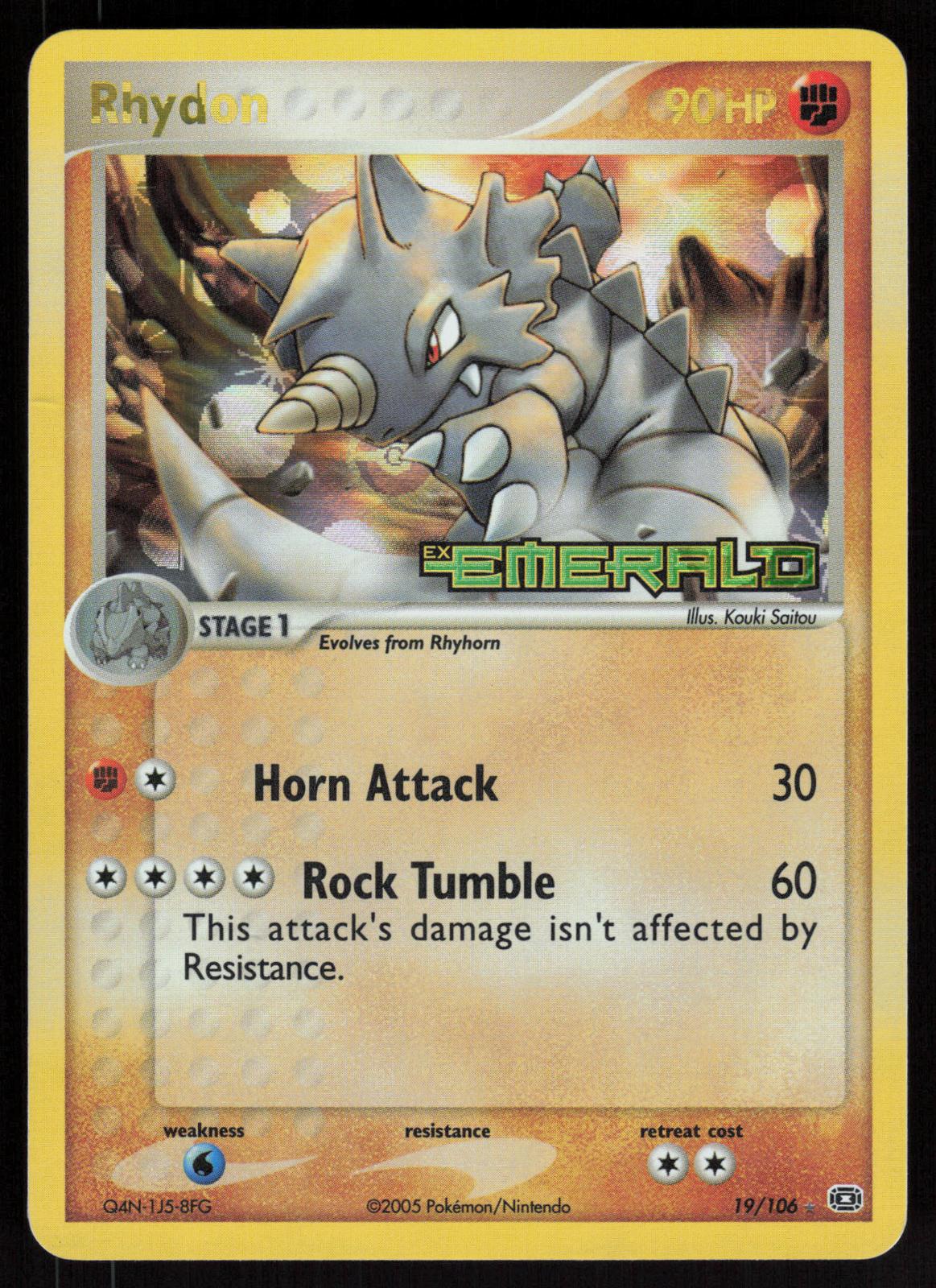 Pokemon Rhydon 19/106 Emerald Rare Reverse Holo Near Mint