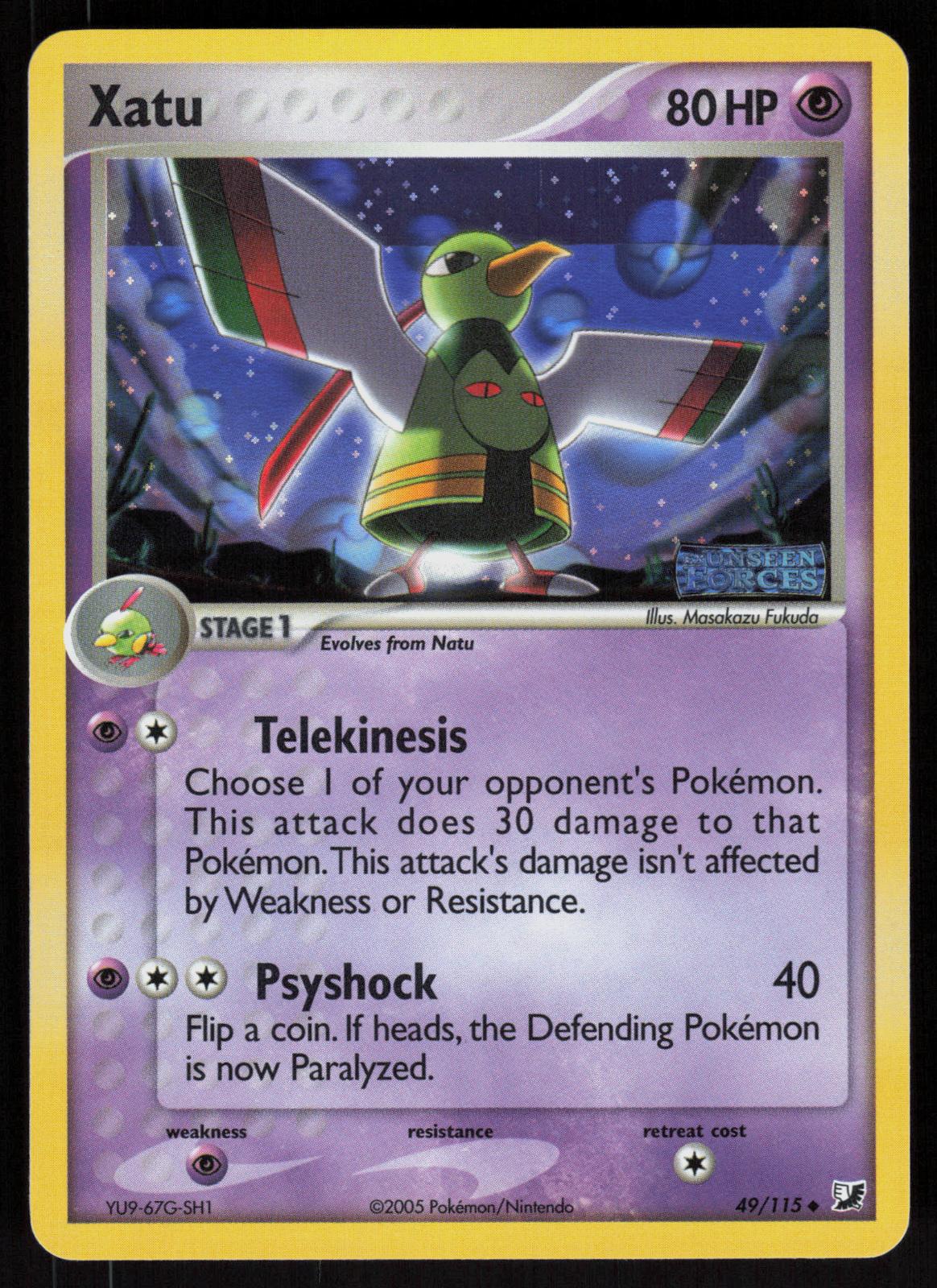 Pokemon Xatu 49/115 Unseen Forces Uncommon Reverse Holo Near Mint