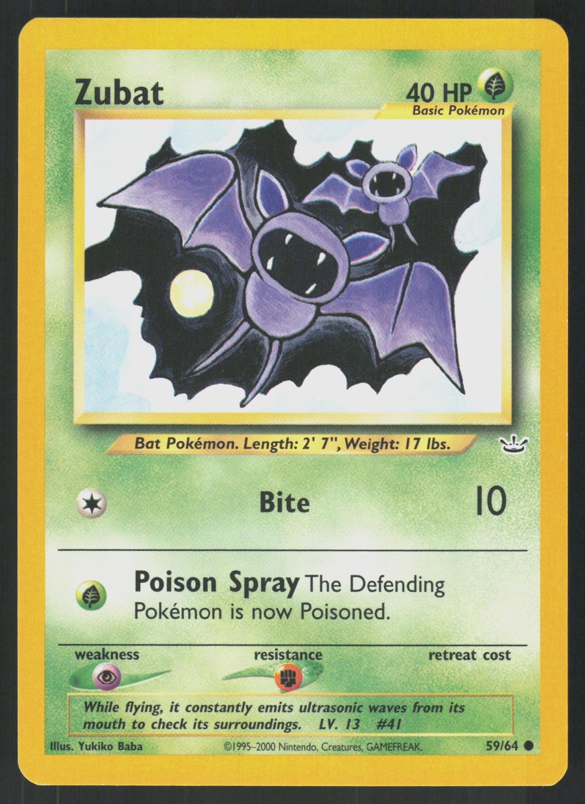 Pokemon Zubat 59/64 Neo Revelation Common Near Mint