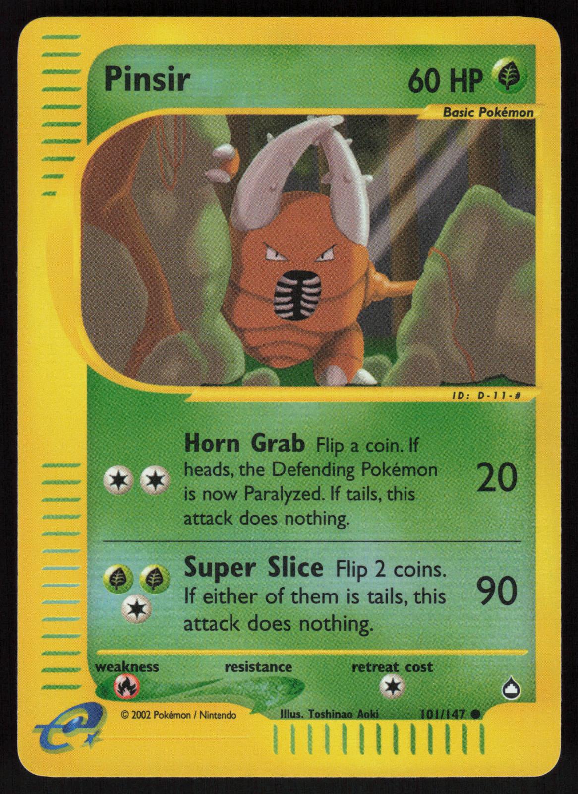 Pokemon Pinsir 101/167 Aquapolis Common Reverse Holo Near Mint