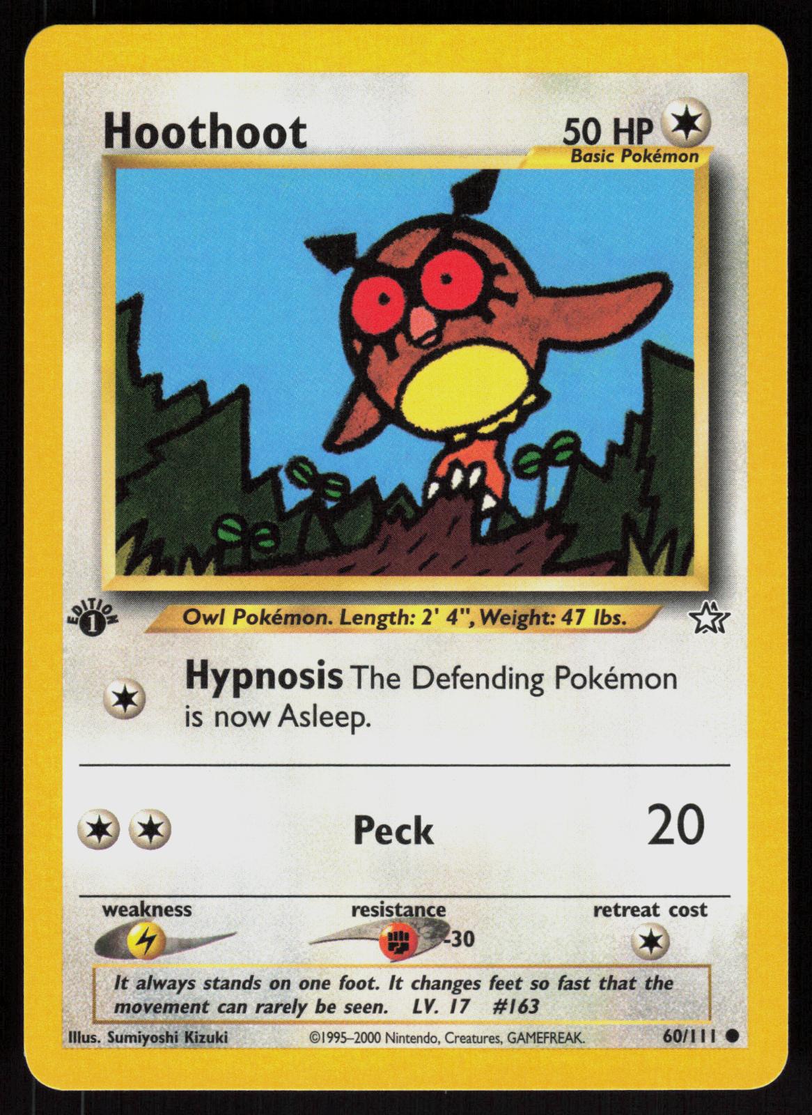 Pokemon Hoothoot 60/111 Neo Genesis Common 1st Edition Near Mint