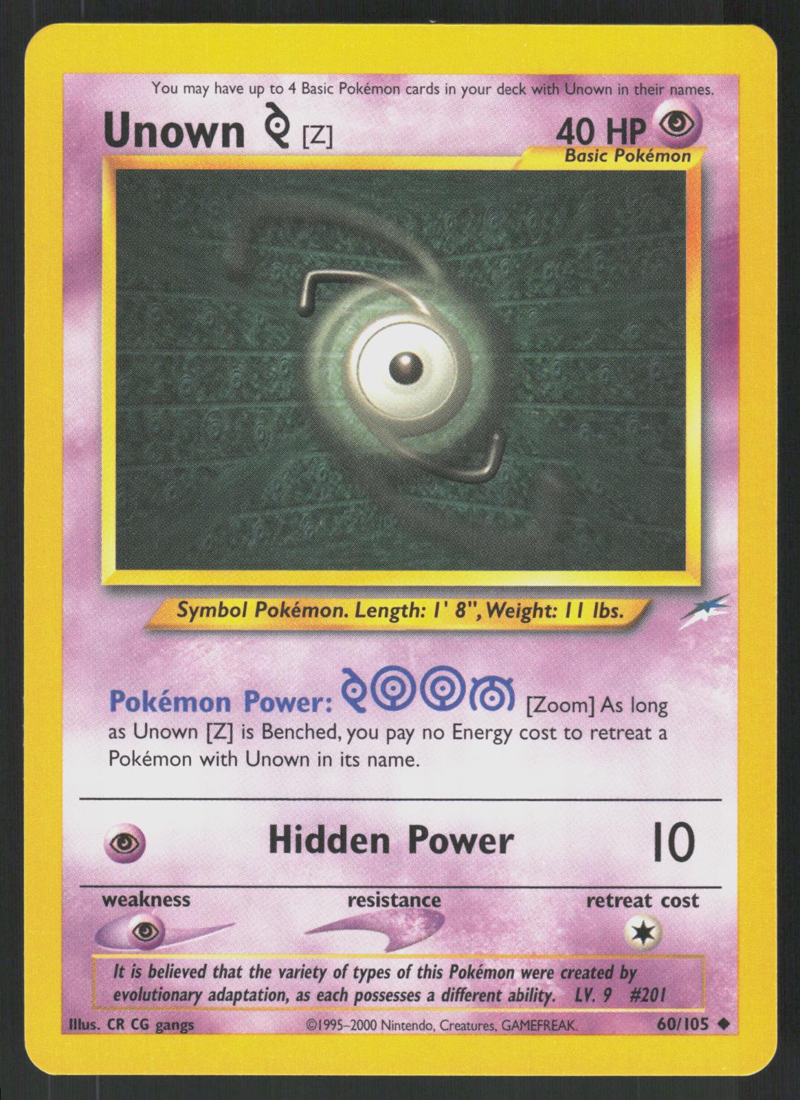 Pokemon Unown [Z] 60/105 Neo Destiny Uncommon Near Mint