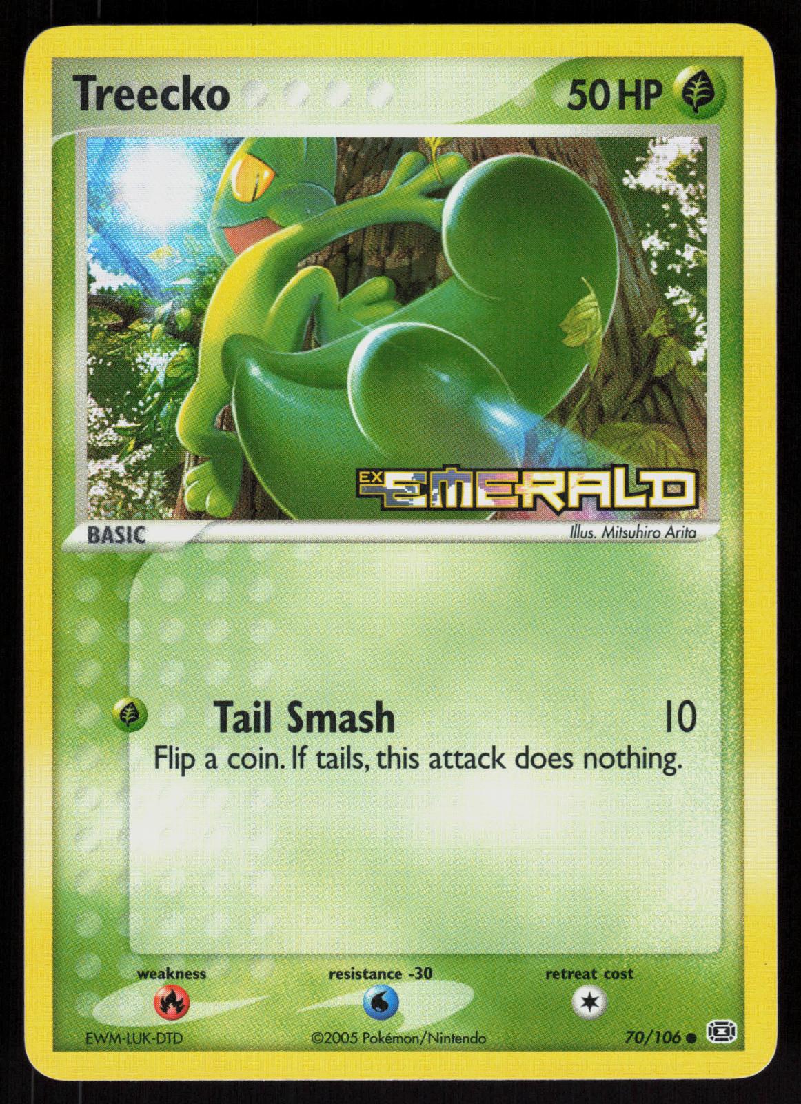 Pokemon Treecko 70/106 Emerald Common Reverse Holo Near Mint