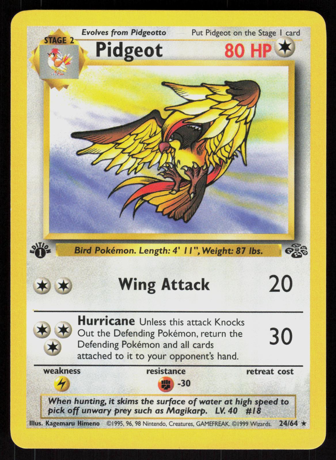 Pokemon Pidgeot 24/64 Jungle Rare 1st Edition Near Mint